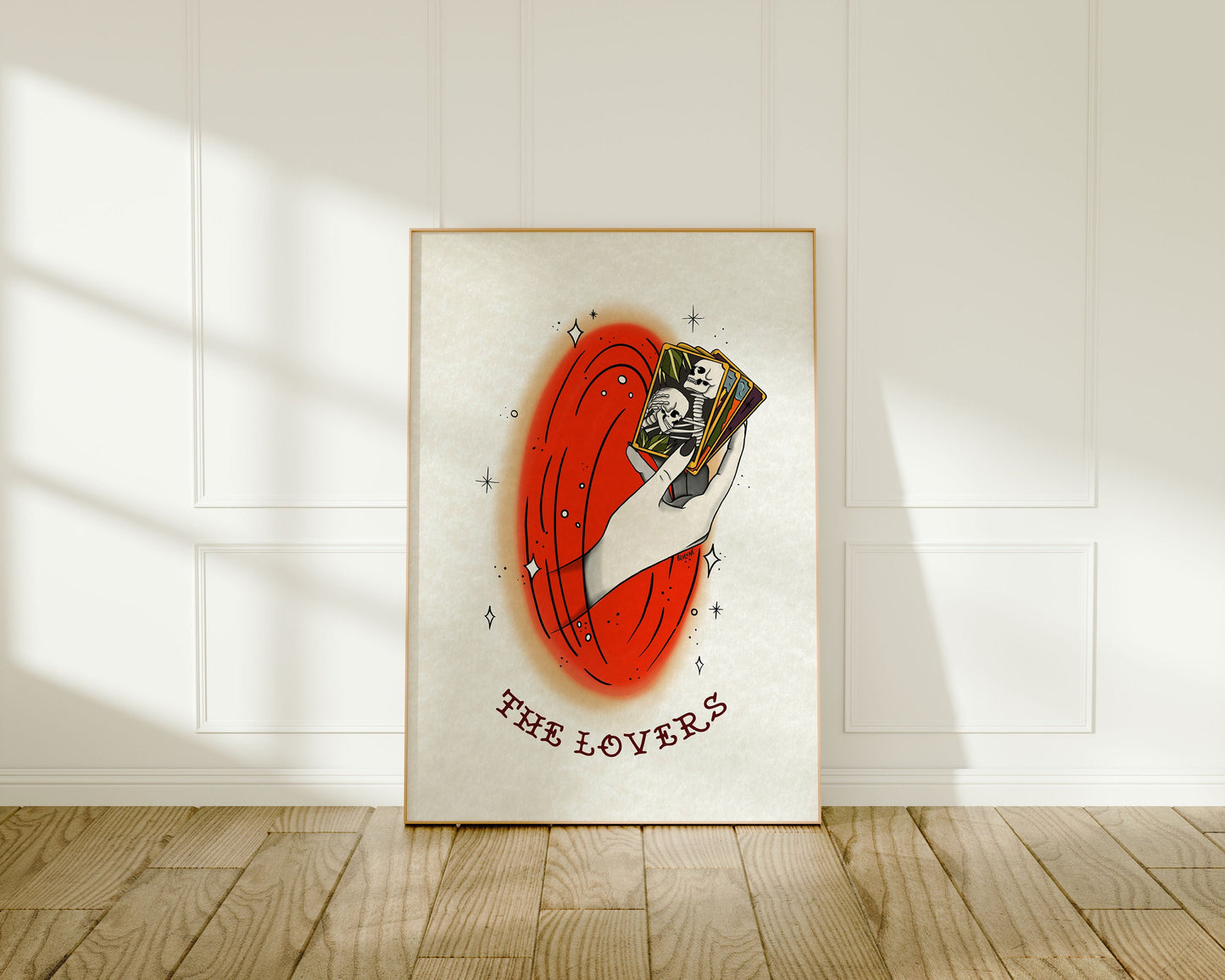 Tattoo Style Poster - The Lovers - Art Print Wall Art - Instant Download - Printable Art