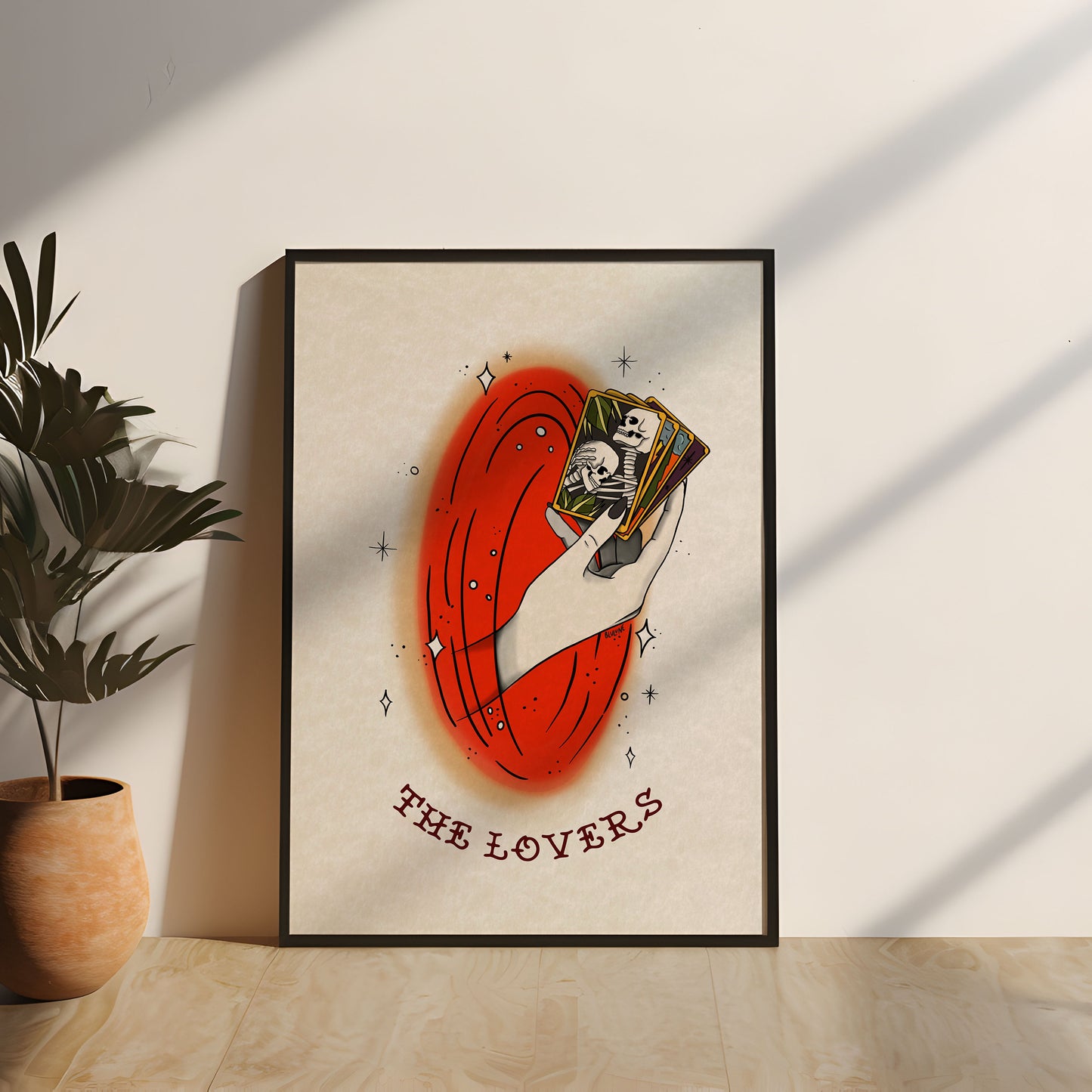Tattoo Style Poster - The Lovers - Art Print Wall Art - Instant Download - Printable Art