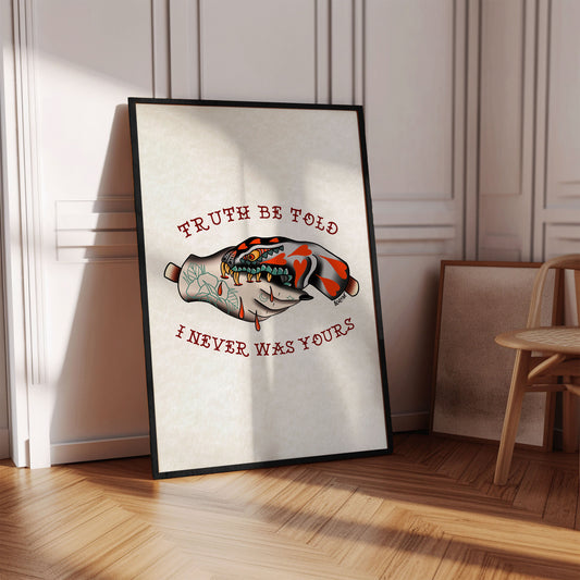 Tattoo Style Poster - Truth Be Told - Art Print Wall Art - Instant Download - Printable Art