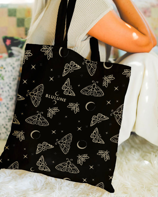 Moons & Moths Tote Bag - Moths Butterflies Bugs - Witchy Vibes - Celestial Vibes
