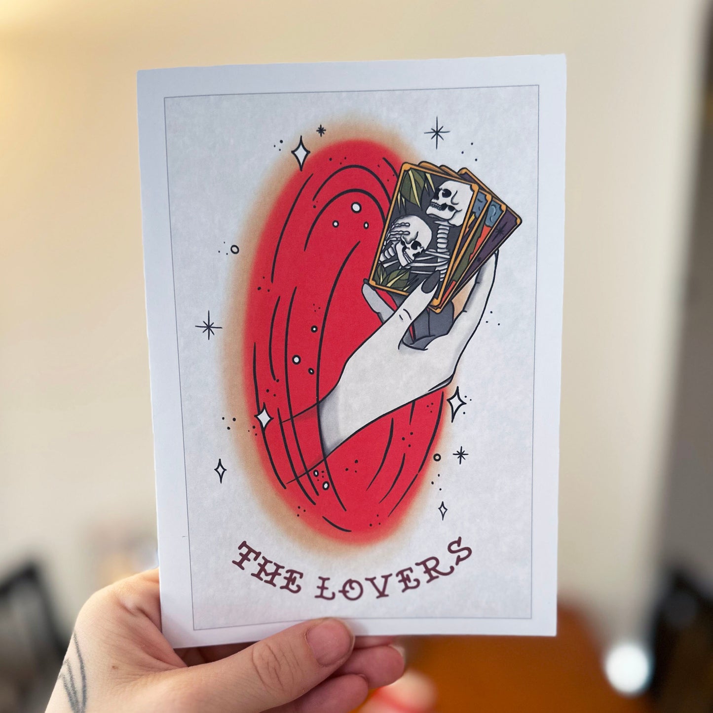 Valentine Card - The Lovers - Tarot Card Illustration 5x7 Greeting Card
