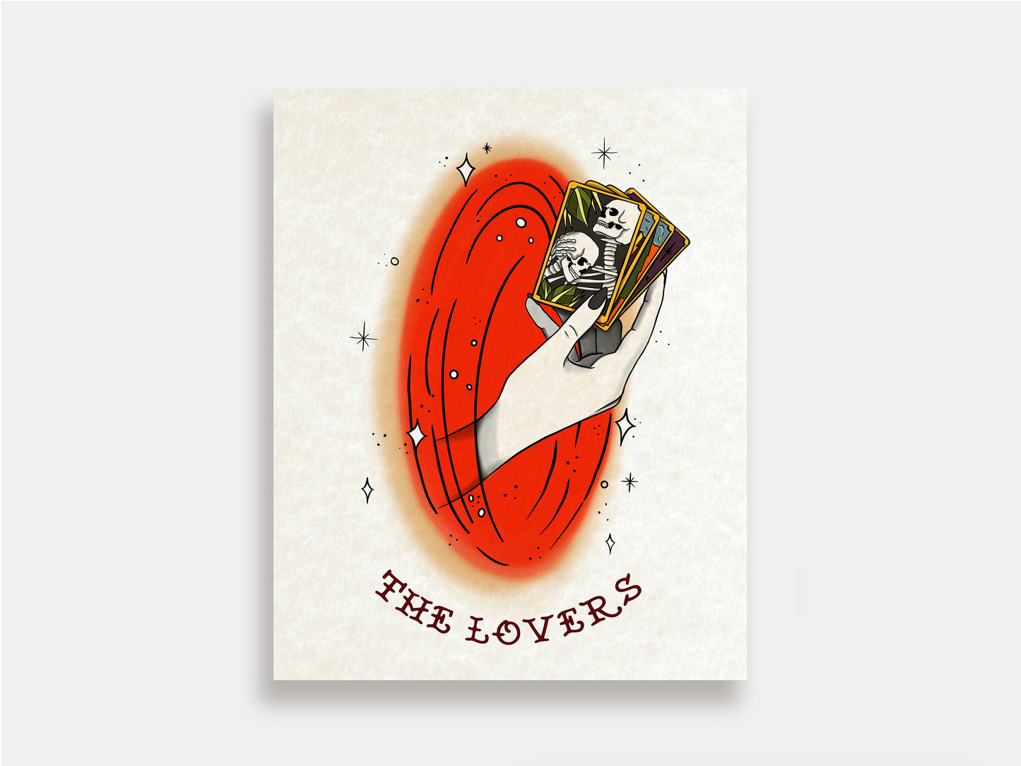 Tattoo Style Art Print - The Lovers