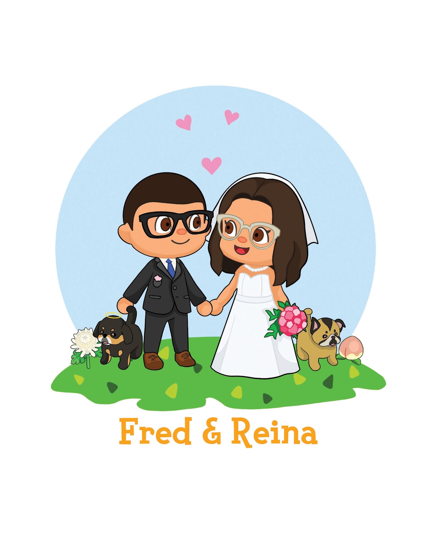 Animal Crossing Portrait - Custom Portrait for Couples and Friends - ACNH - Gift for Gamer - Wedding Gift - Christmas Gift