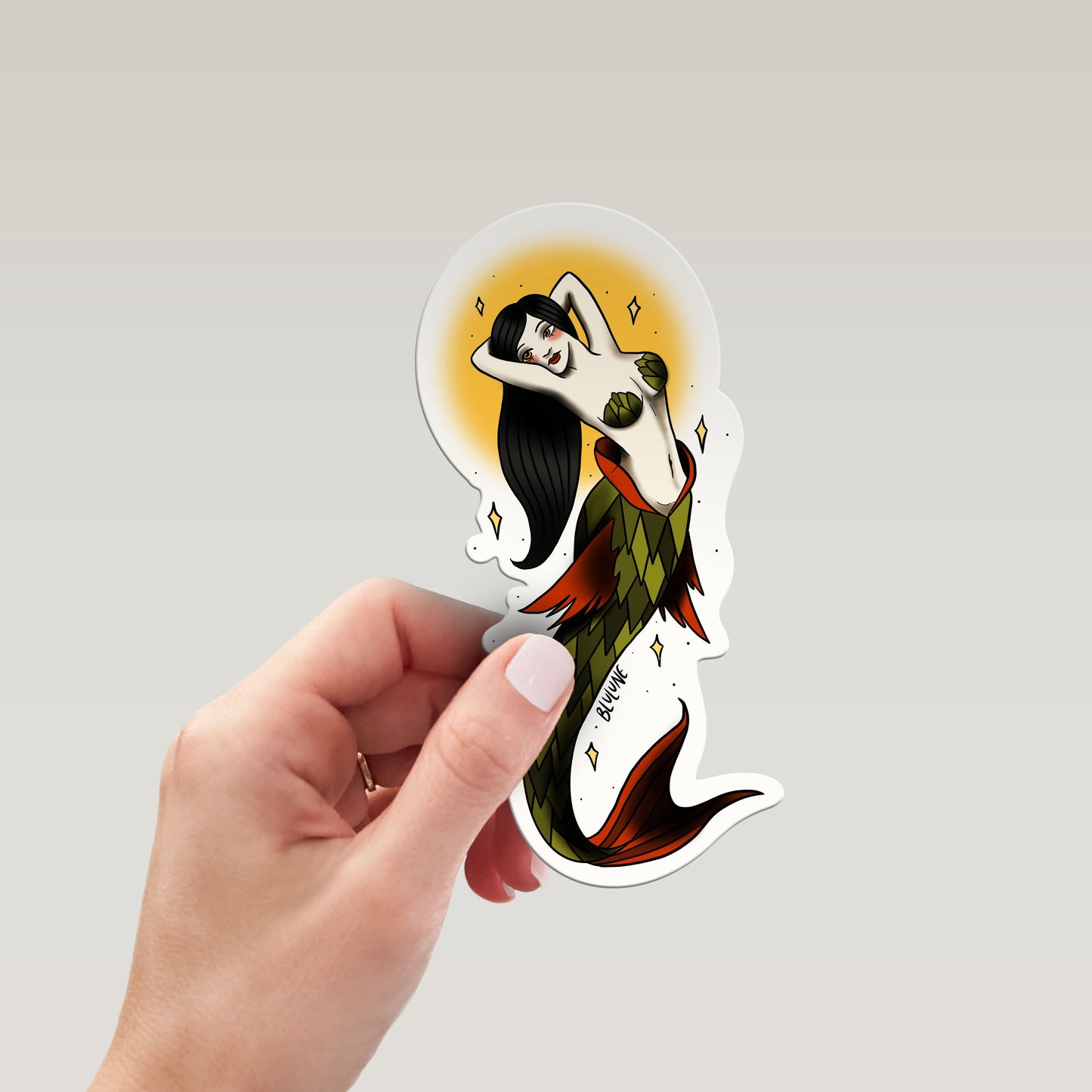 Mermaid Siren Pin Up Tattoo Art Sticker - Tattoo Stickers - Traditional Tattoo Style - Old School - Vintage
