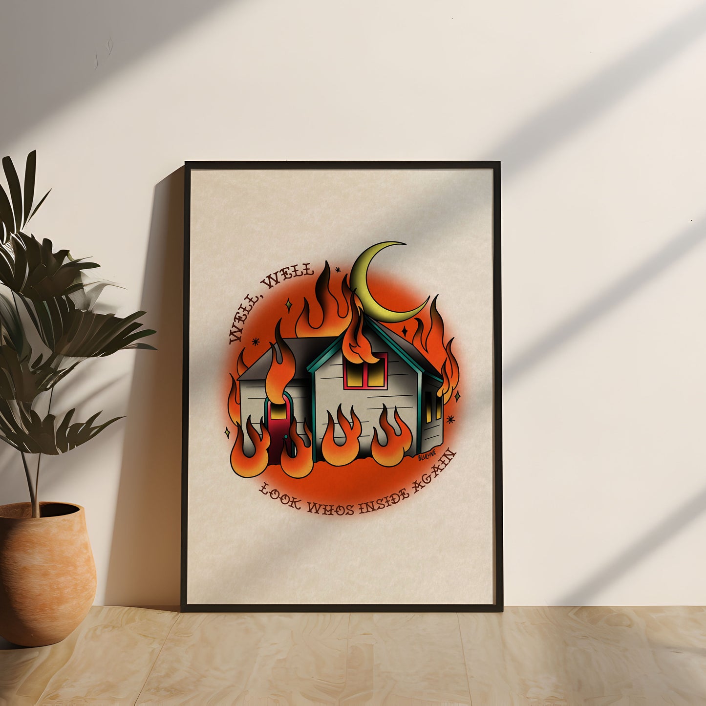 Tattoo Style Poster - Look Who's Inside Again - Art Print Wall Art - Instant Download - Printable Art