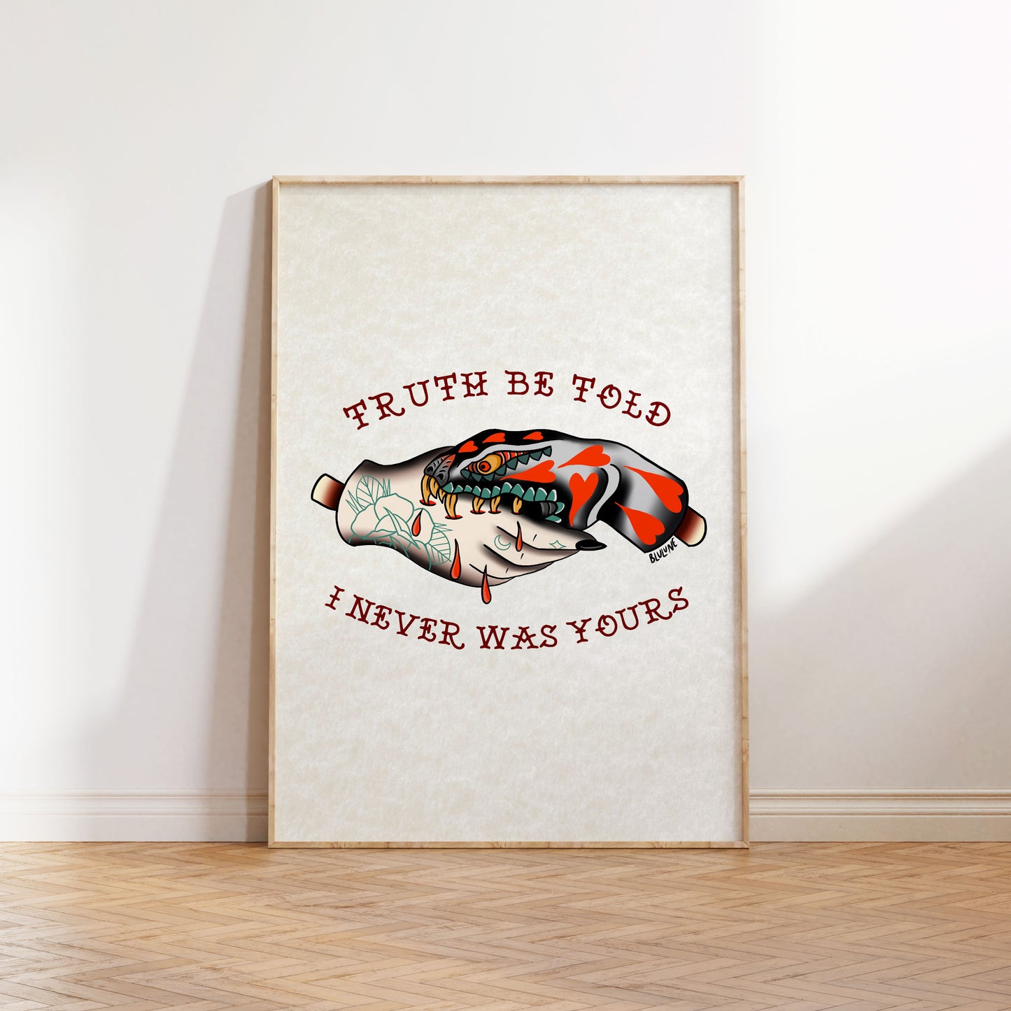 Tattoo Style Poster - Truth Be Told - Art Print Wall Art - Instant Download - Printable Art