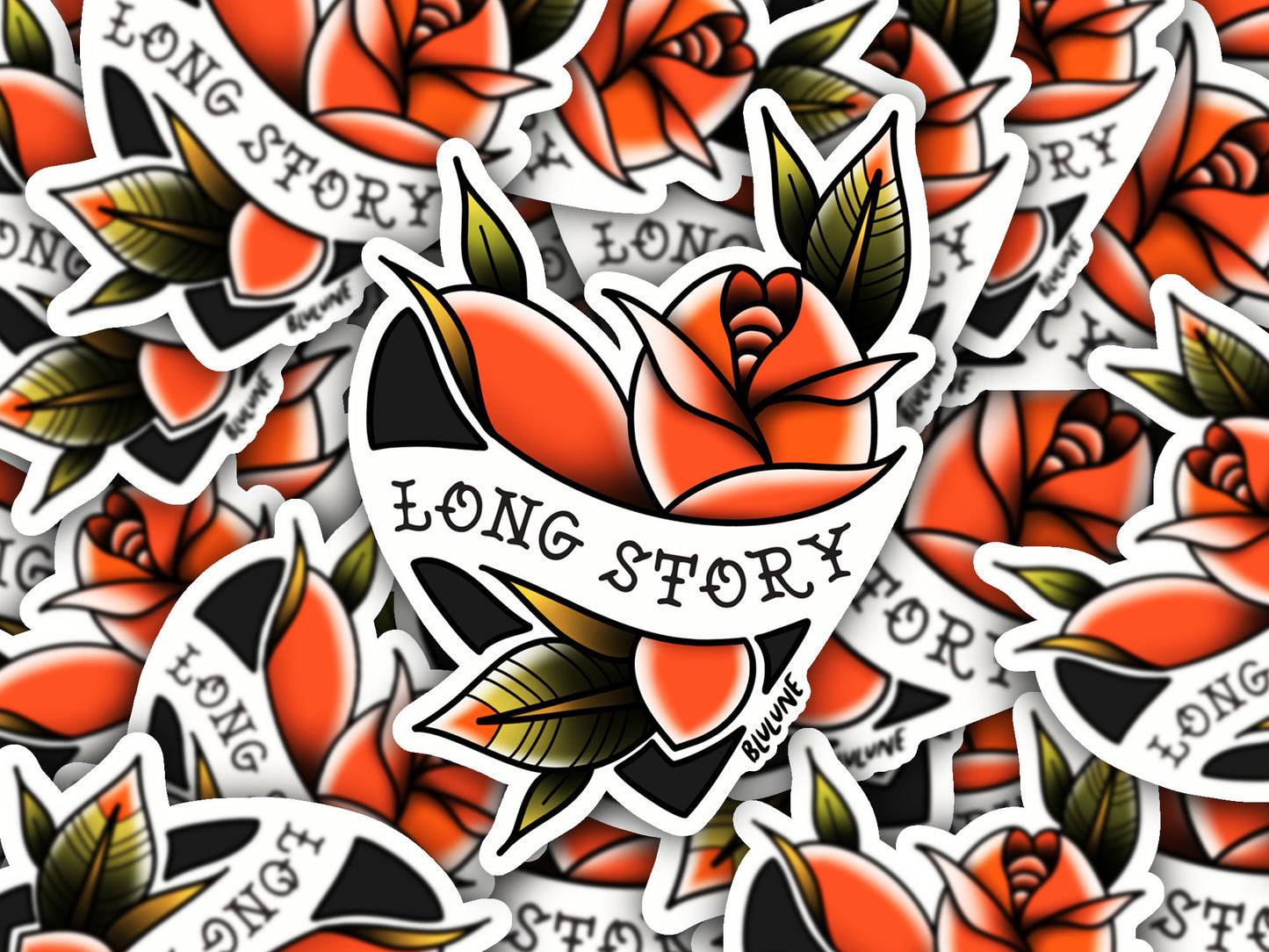 Anti Valentine Sticker - Tattoo Flash - Roses Hearts - Vintage Tattoo Style