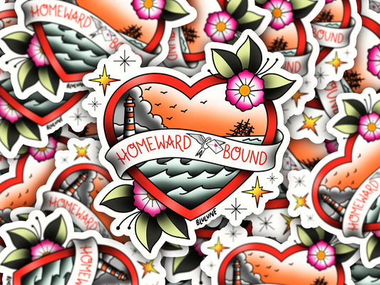 Valentine Sticker - Tattoo Flash - Homeward Bound - Nautical Vintage Sticker