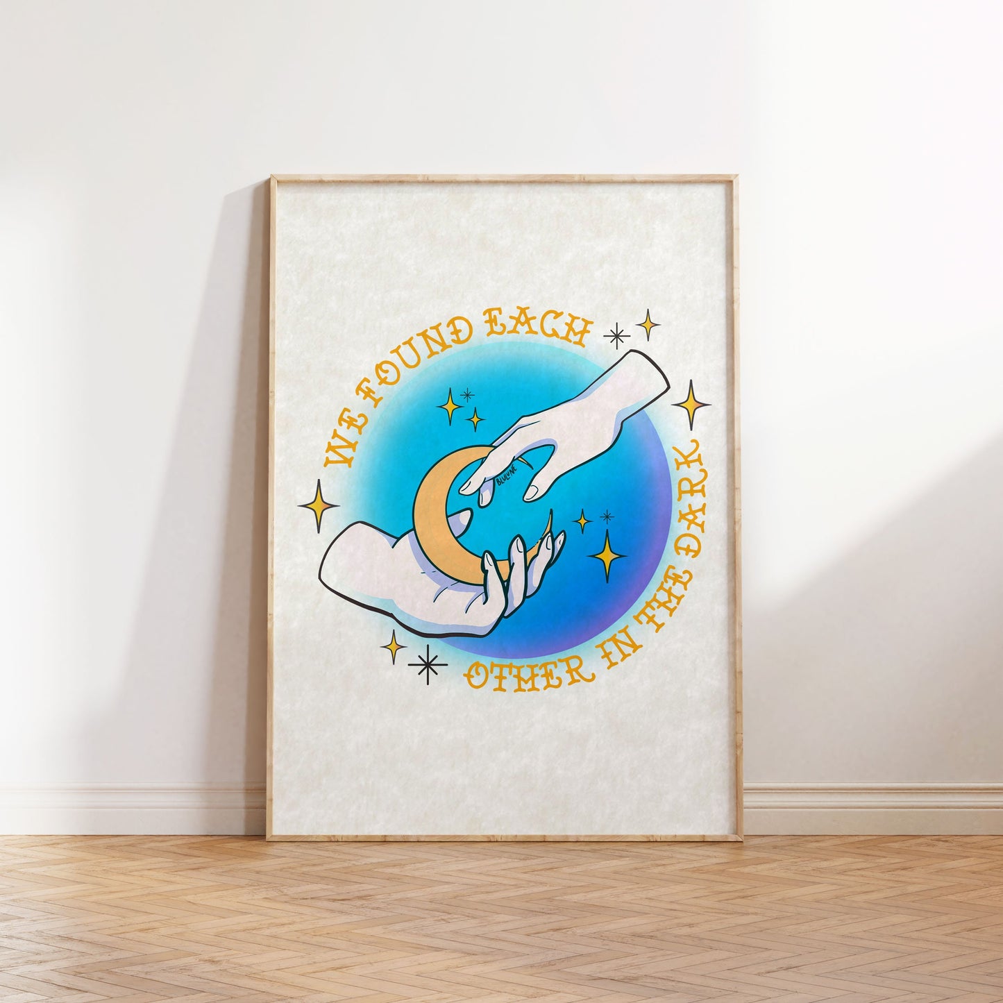 We Found Each Other in the Dark - Tattoo Style Art, Print, Sticker, Poster, Edgy Home Decor, Unique Hand drawn Art