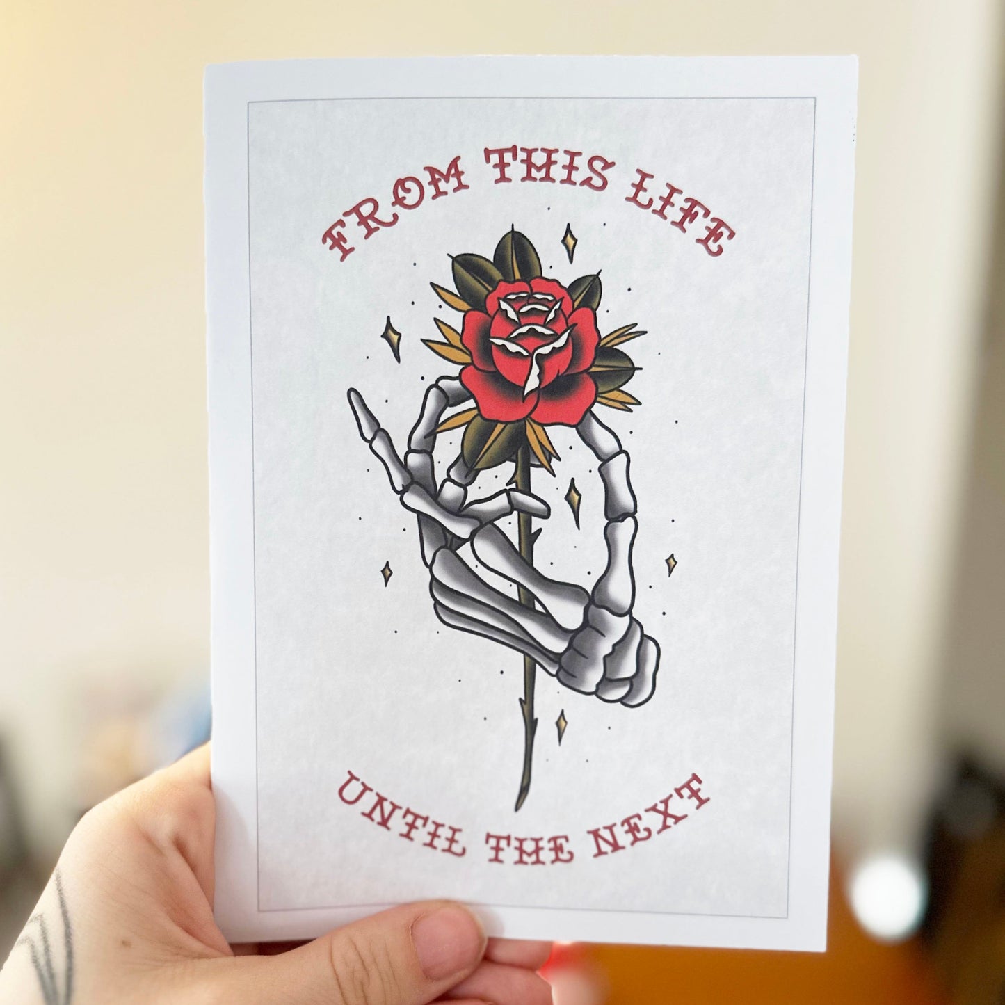 Valentine Card - From This Life to the Next - Tattoo Illustration 5x7 Greeting Card